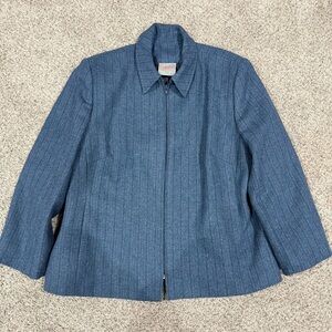 Vintage Irish Donegal Handwoven Tweed 100% Wool Teal Zipup Jacket Women’s L